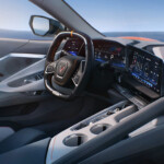 Sky Cool/Medium Ash Gray interior on 2026 Chevrolet Corvette Z06. Preproduction model shown, actual production model may vary.